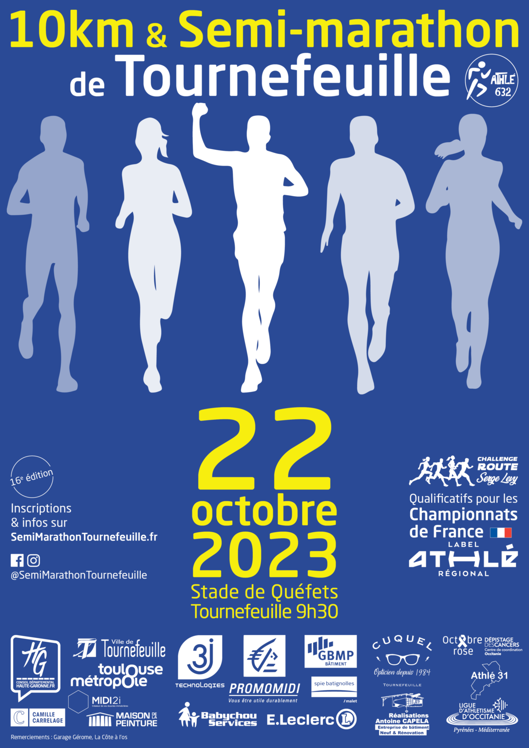 Affiche 10km Semi marathon de Tournefeuille 2023 1086x1536