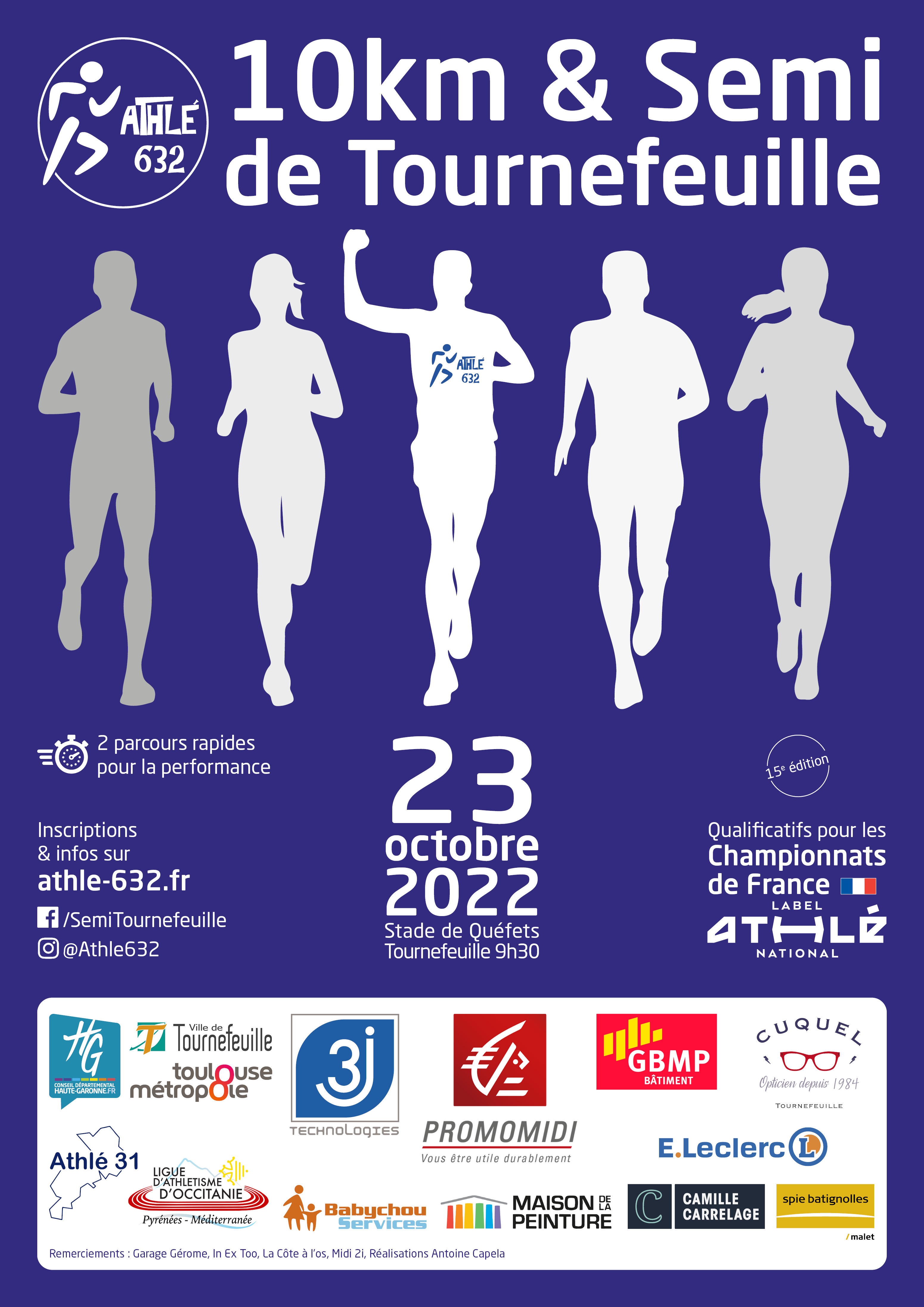 10km et Semi Marathon de Tournefeuille 23 octobre 2022 Affiche